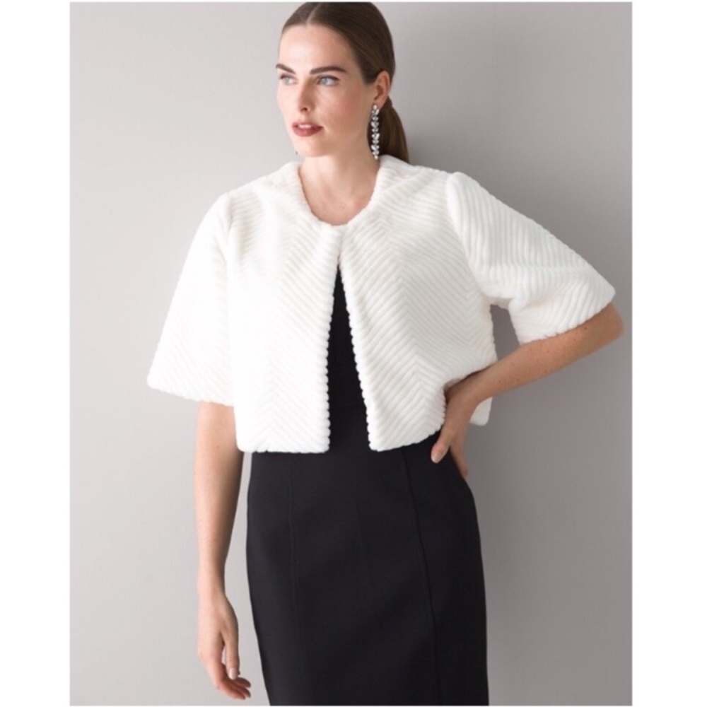 WHBM | Faux Fur Bolero Ecru STYLE: 570316789